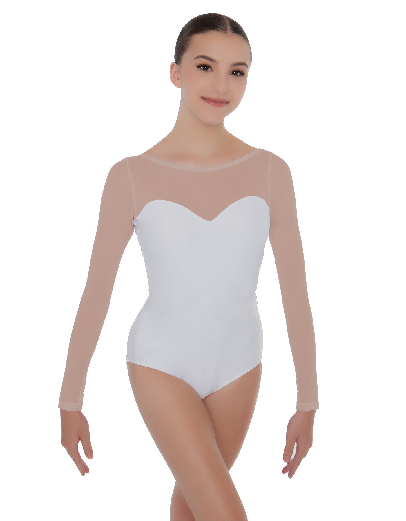 Solid Lycra LS Mesh Sweetheart Leotard