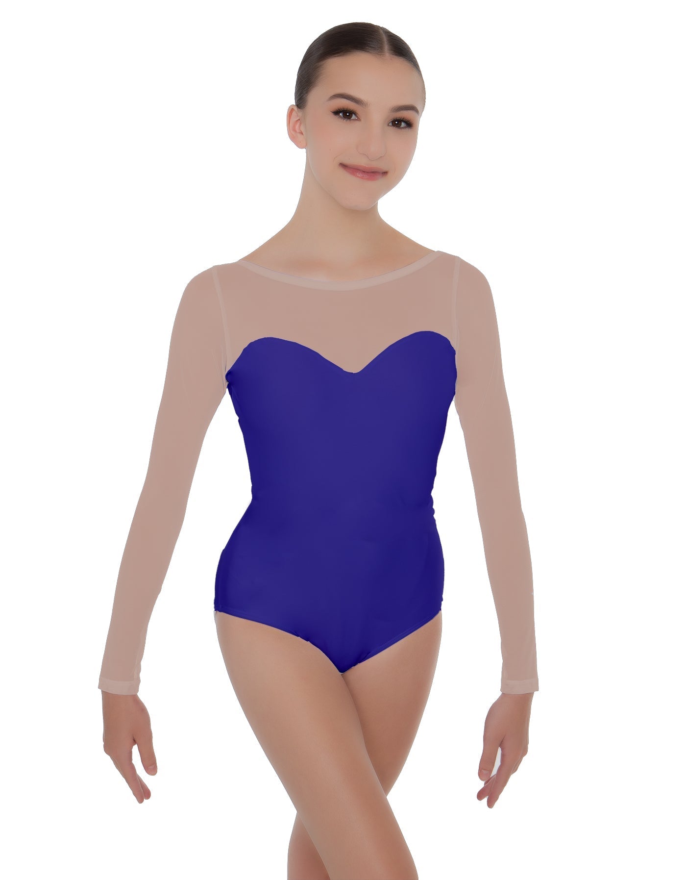 Solid Lycra LS Mesh Sweetheart Leotard