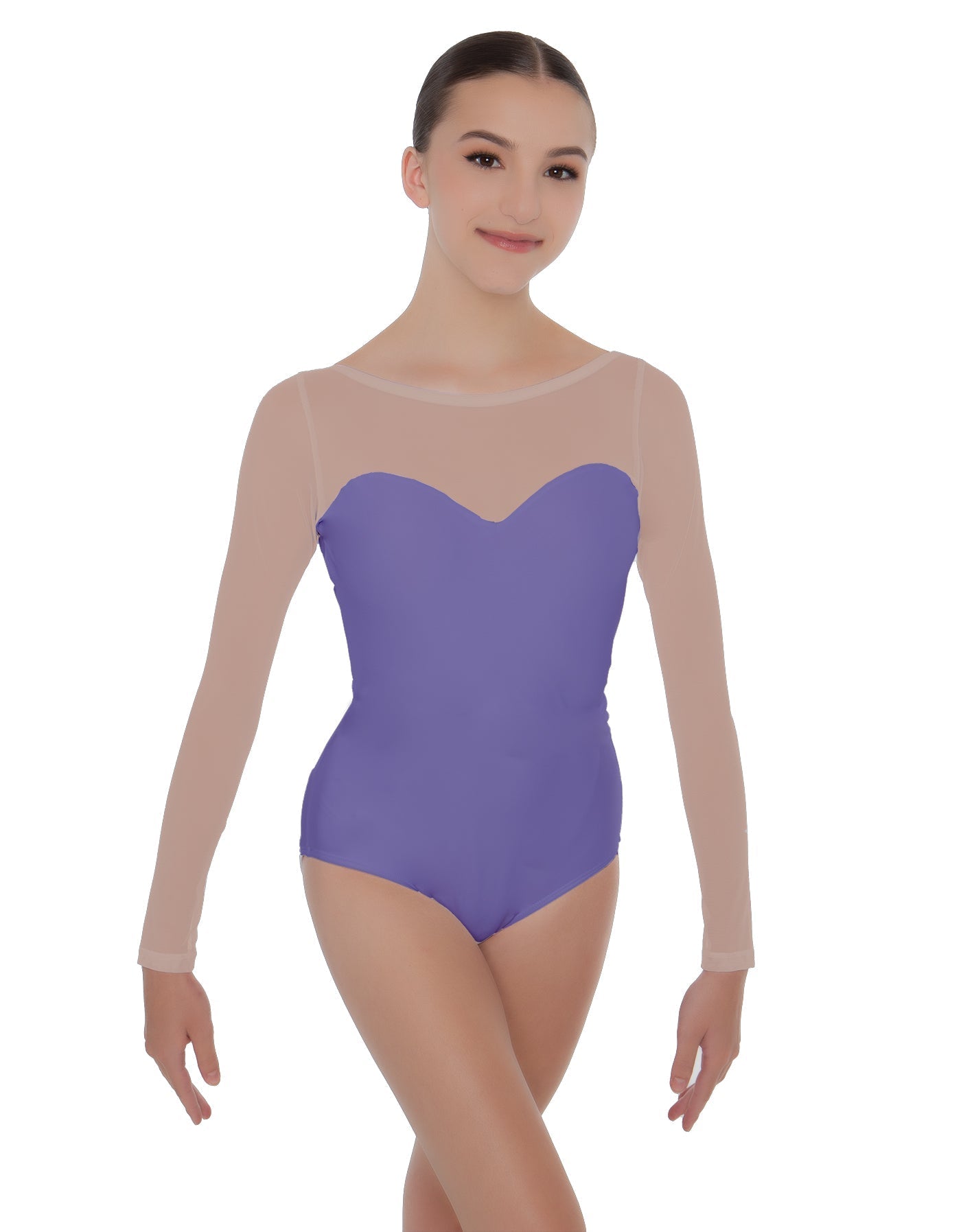 Solid Lycra LS Mesh Sweetheart Leotard