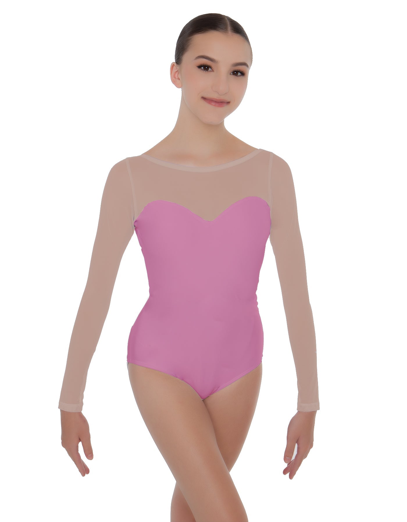 Solid Lycra LS Mesh Sweetheart Leotard