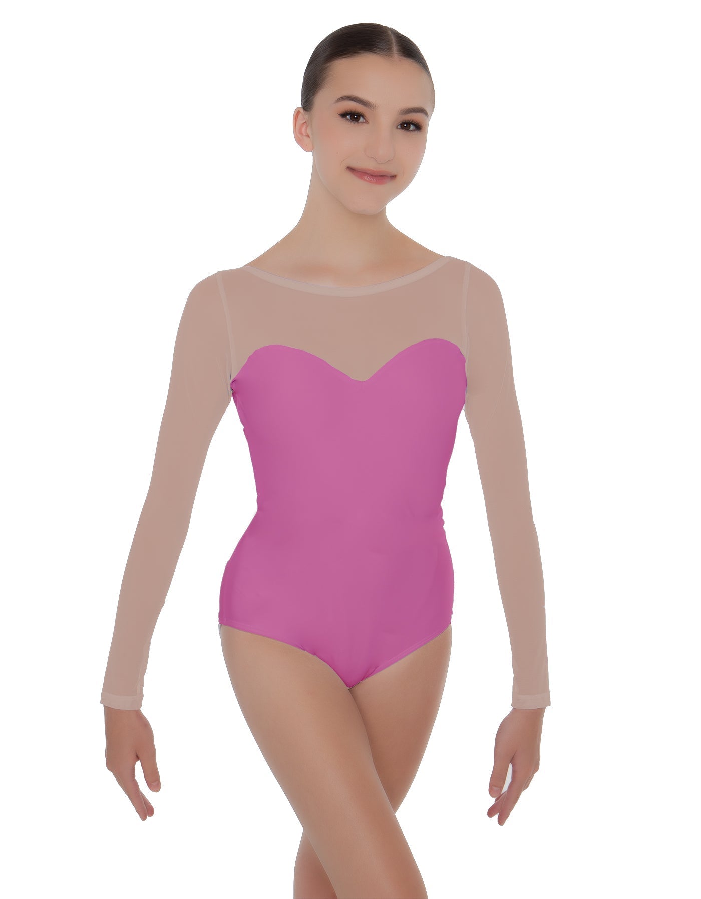 Solid Lycra LS Mesh Sweetheart Leotard