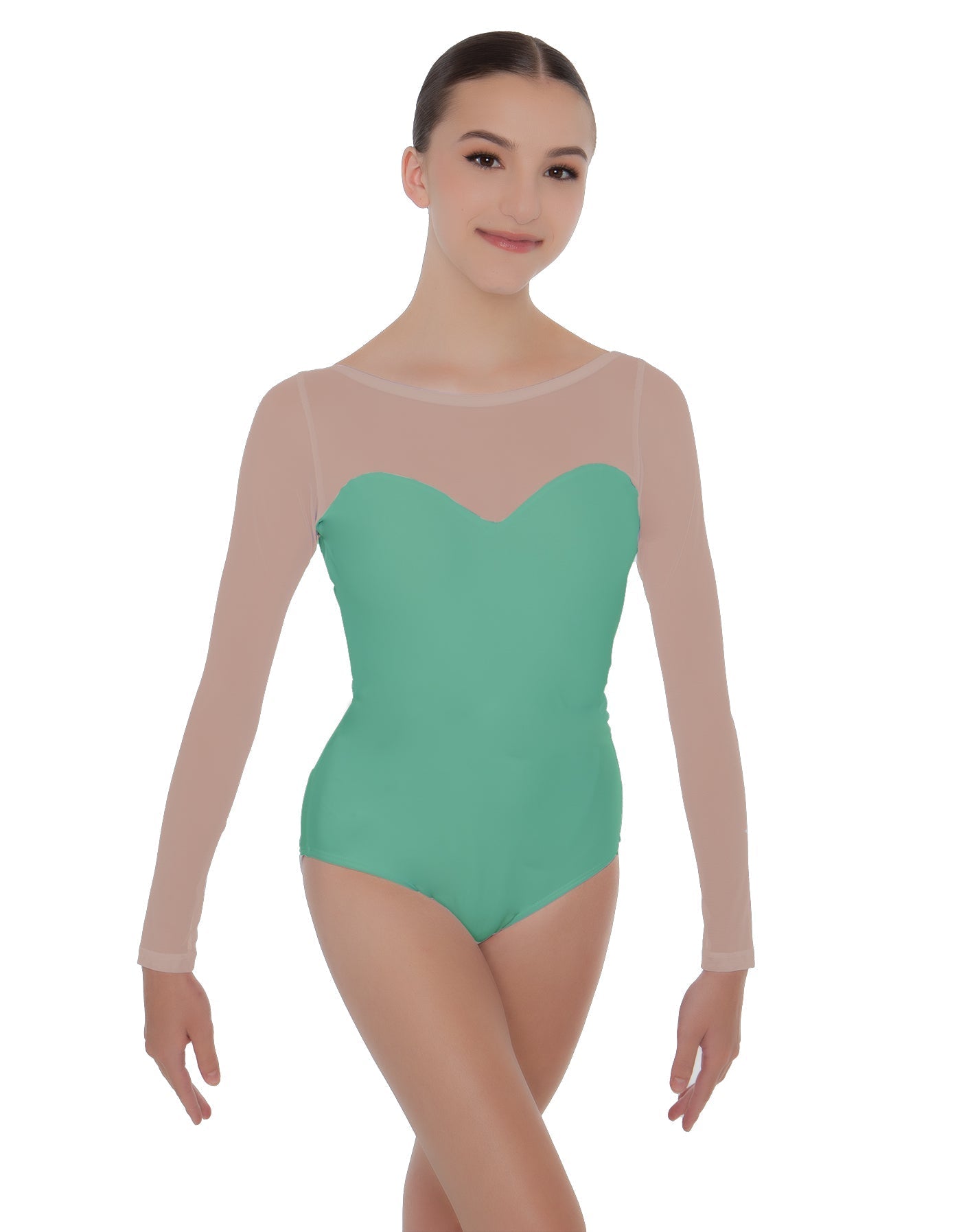 Solid Lycra LS Mesh Sweetheart Leotard