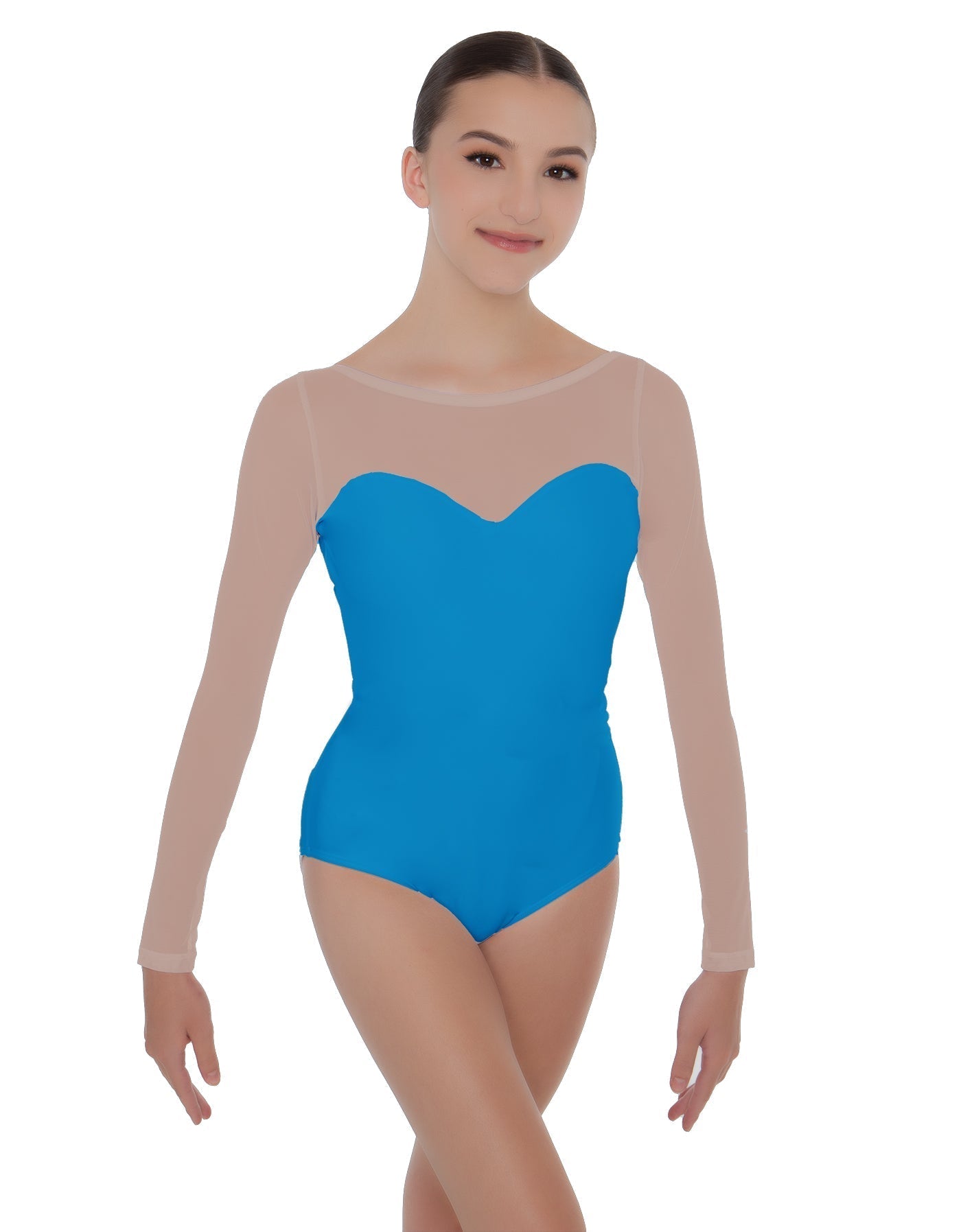 Solid Lycra LS Mesh Sweetheart Leotard