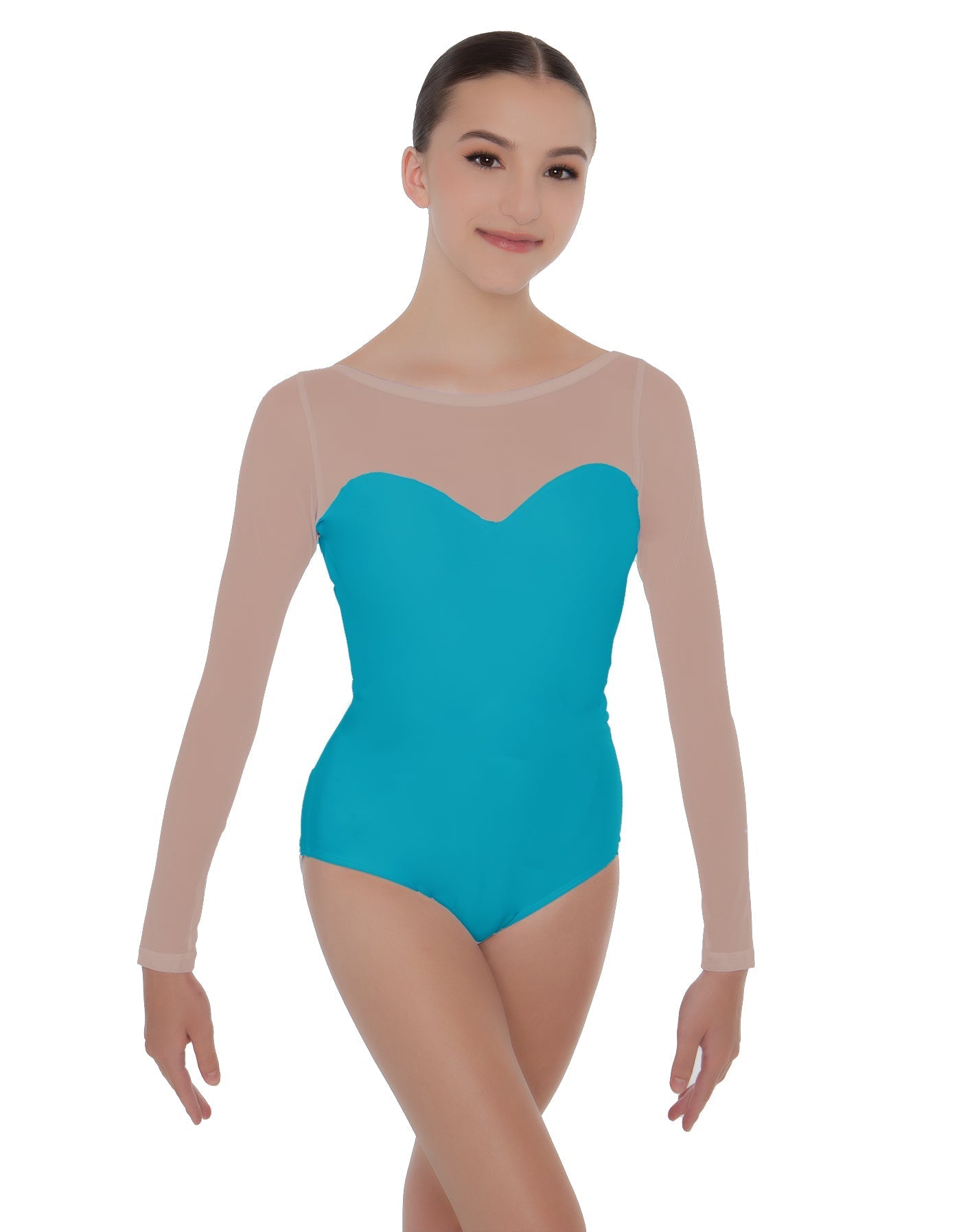 Solid Lycra LS Mesh Sweetheart Leotard