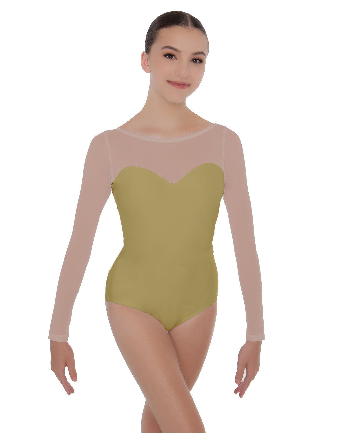 Solid Lycra LS Mesh Sweetheart Leotard