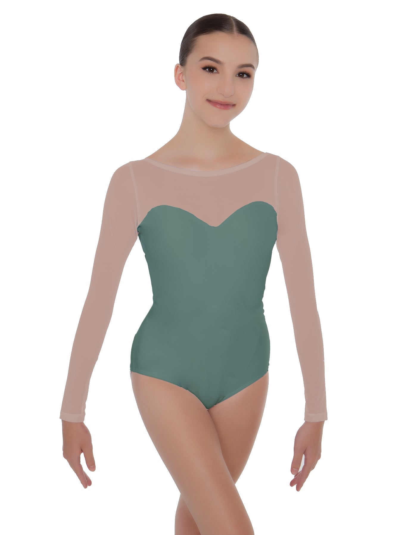 Solid Lycra LS Mesh Sweetheart Leotard
