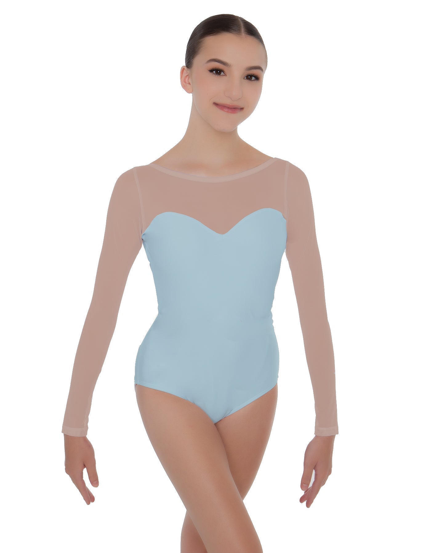 Solid Lycra LS Mesh Sweetheart Leotard