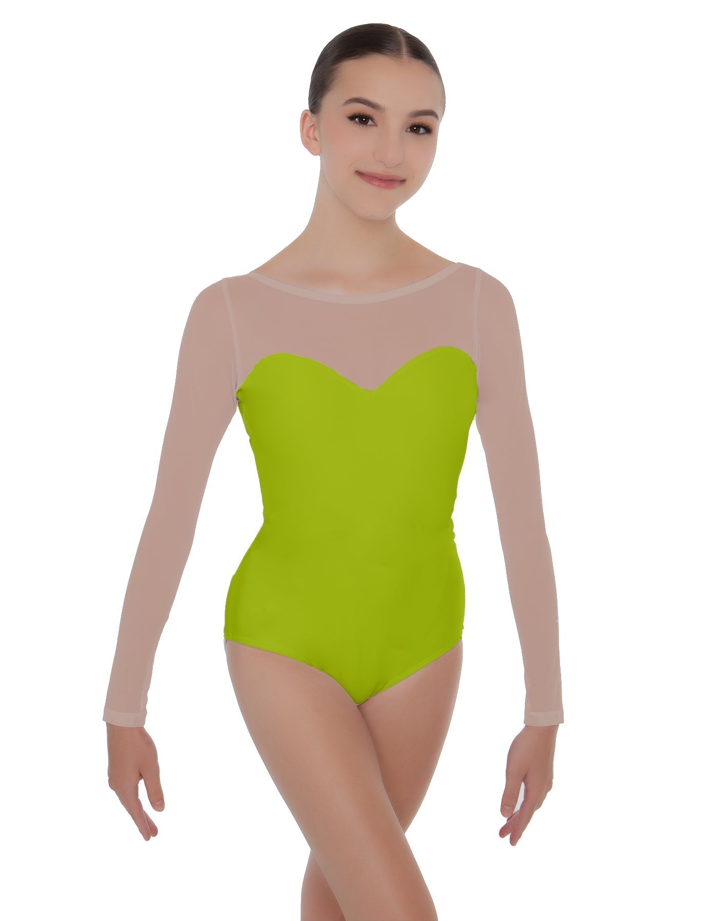 Solid Lycra LS Mesh Sweetheart Leotard