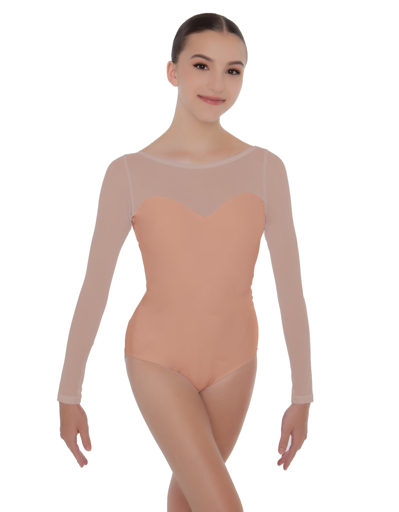 Solid Lycra LS Mesh Sweetheart Leotard