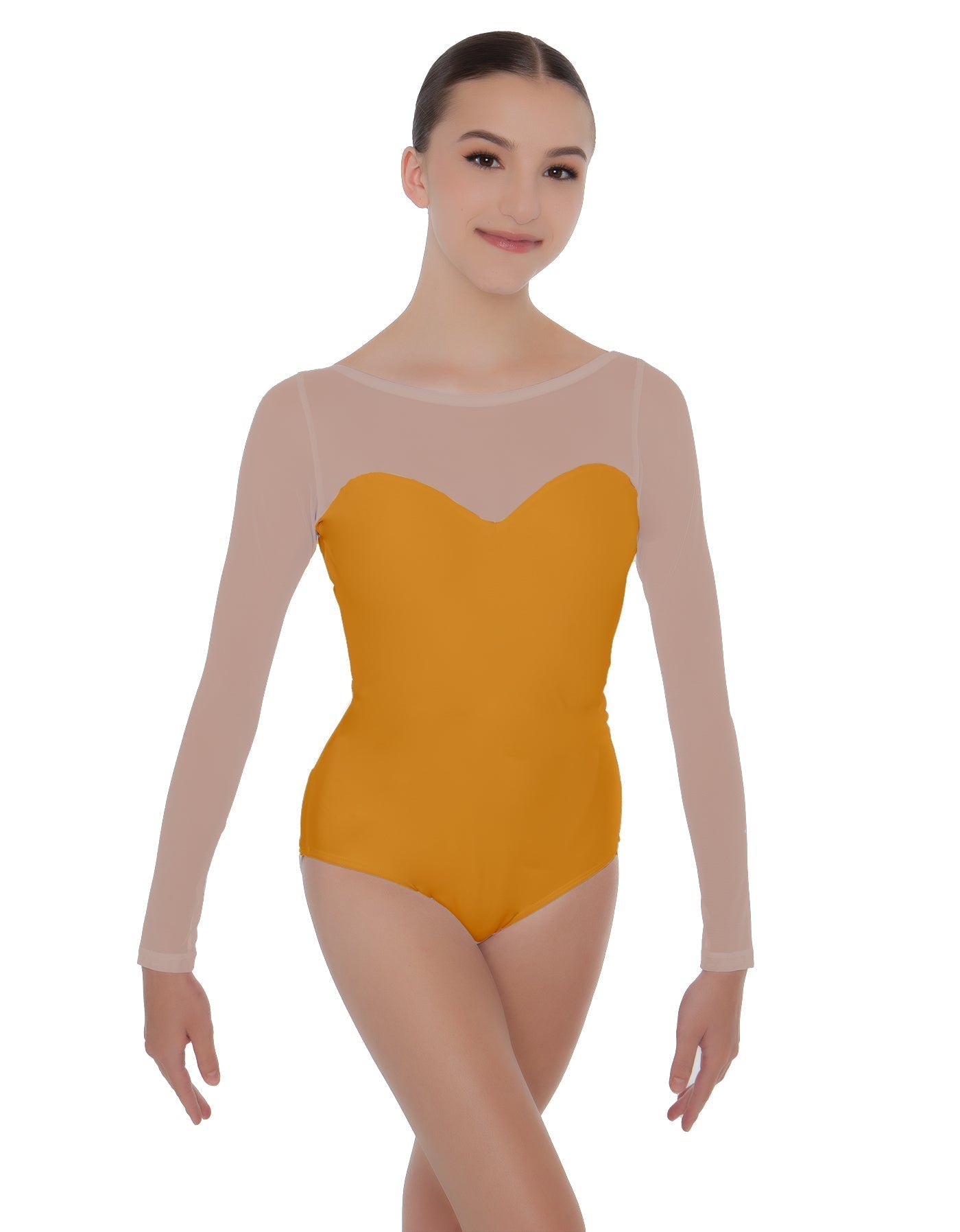 Solid Lycra LS Mesh Sweetheart Leotard