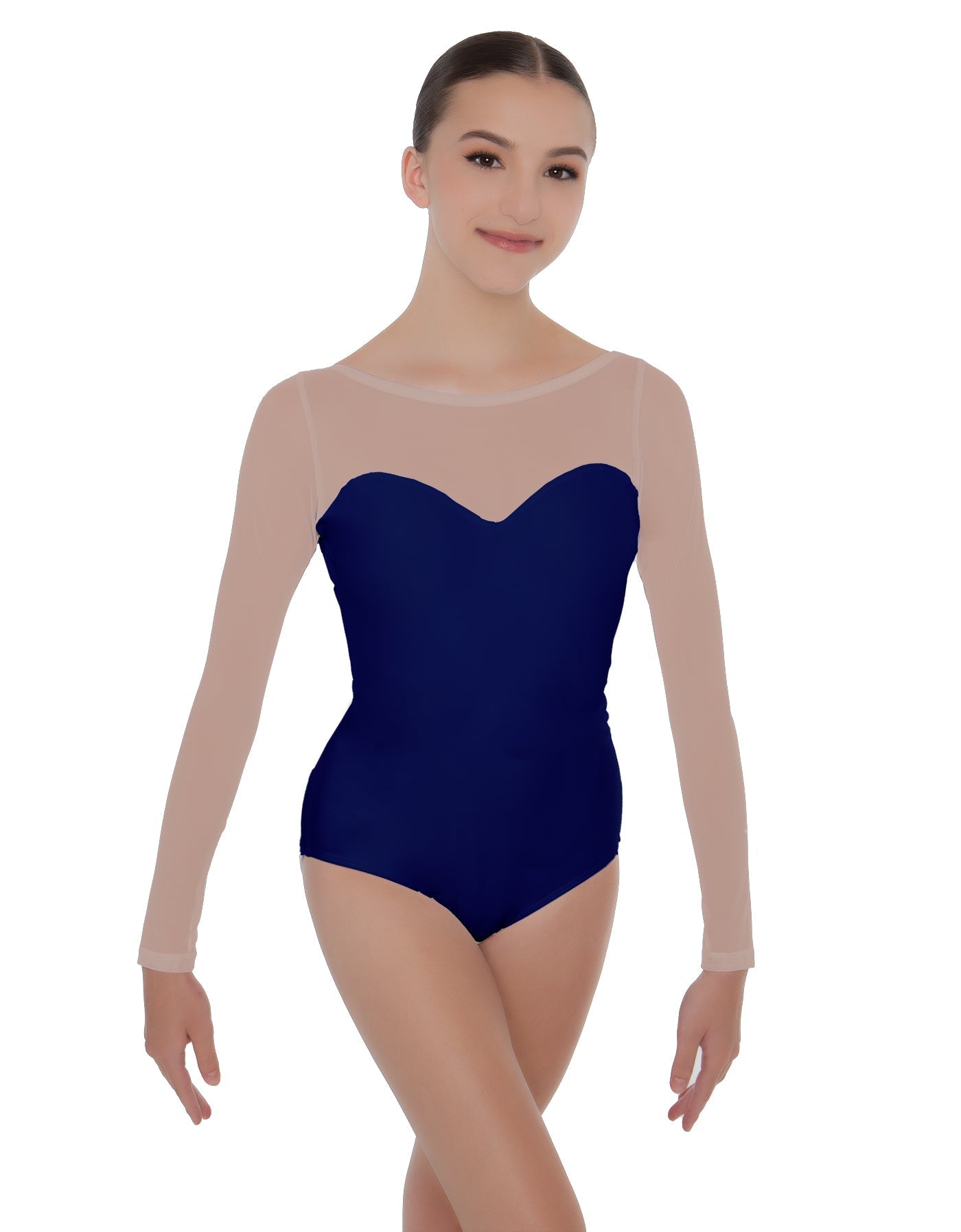 Solid Lycra LS Mesh Sweetheart Leotard