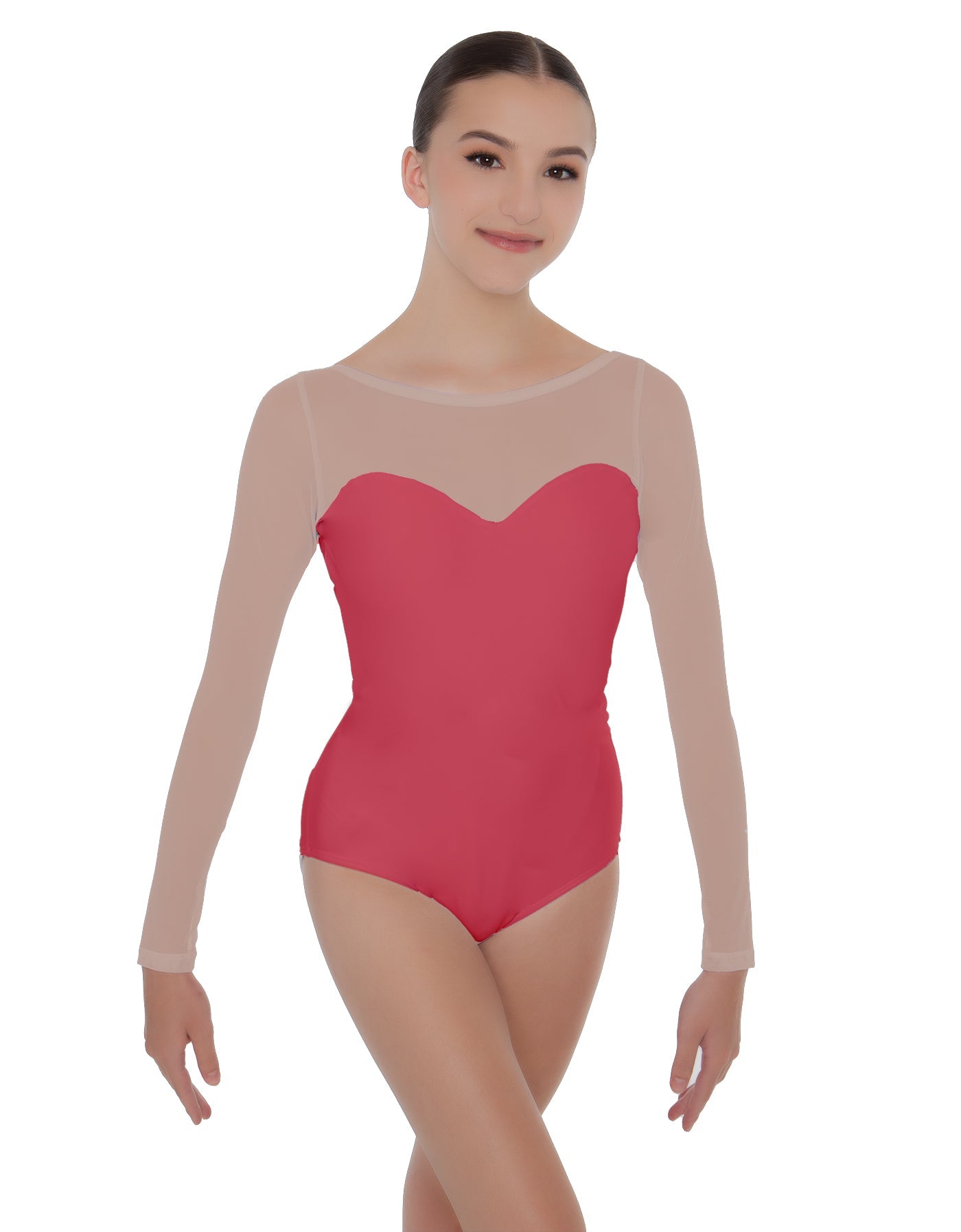 Solid Lycra LS Mesh Sweetheart Leotard