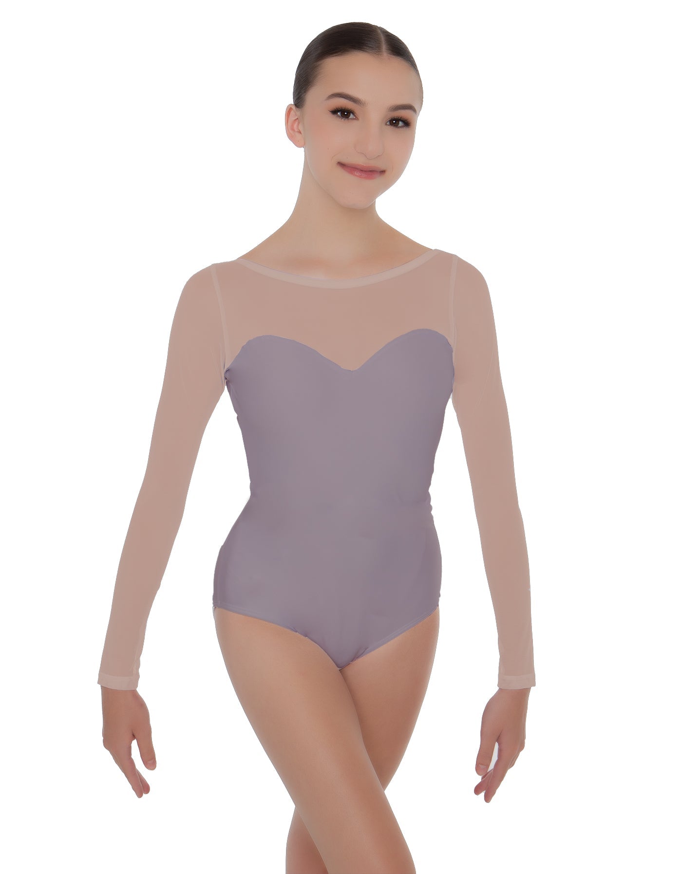 Solid Lycra LS Mesh Sweetheart Leotard