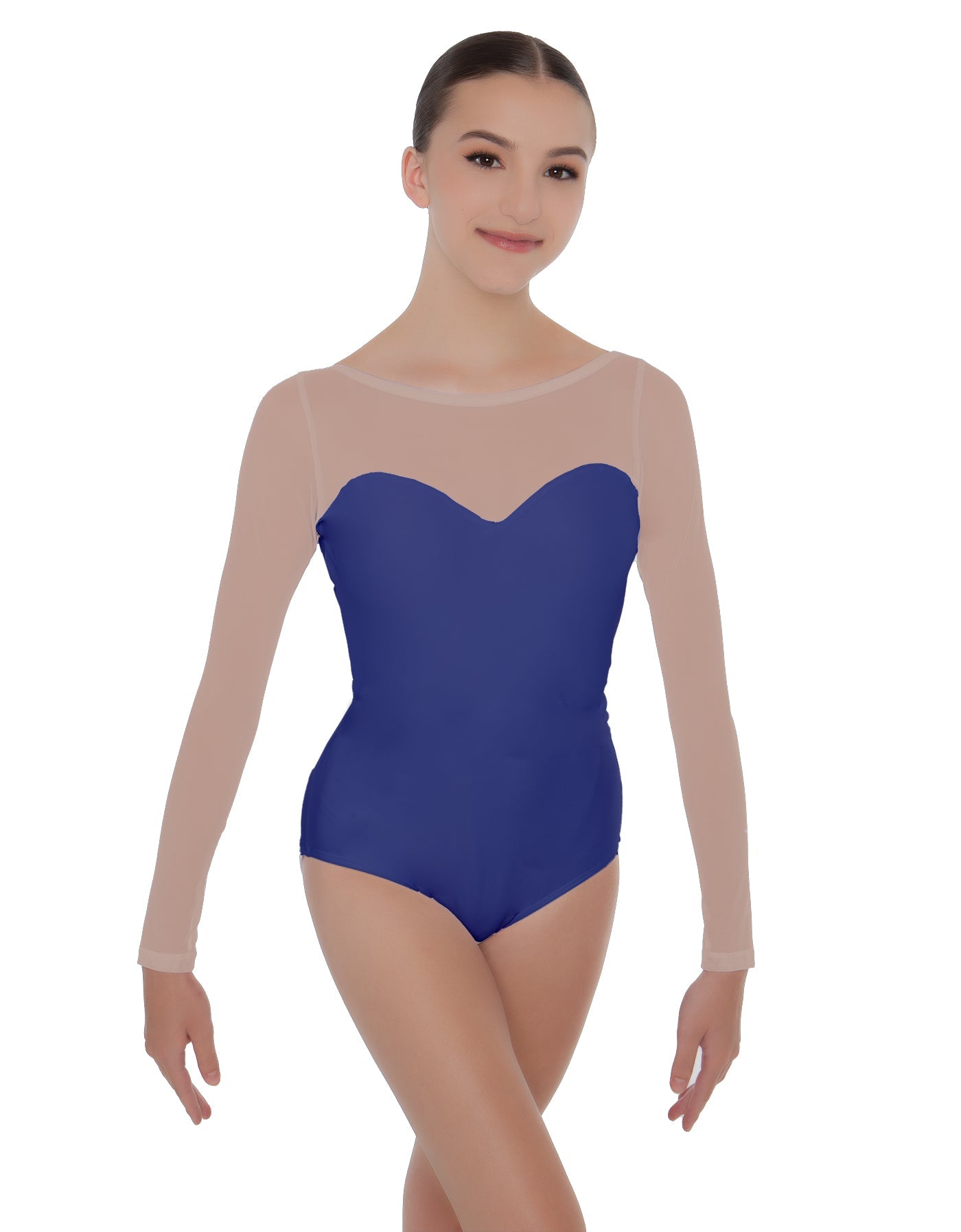 Solid Lycra LS Mesh Sweetheart Leotard