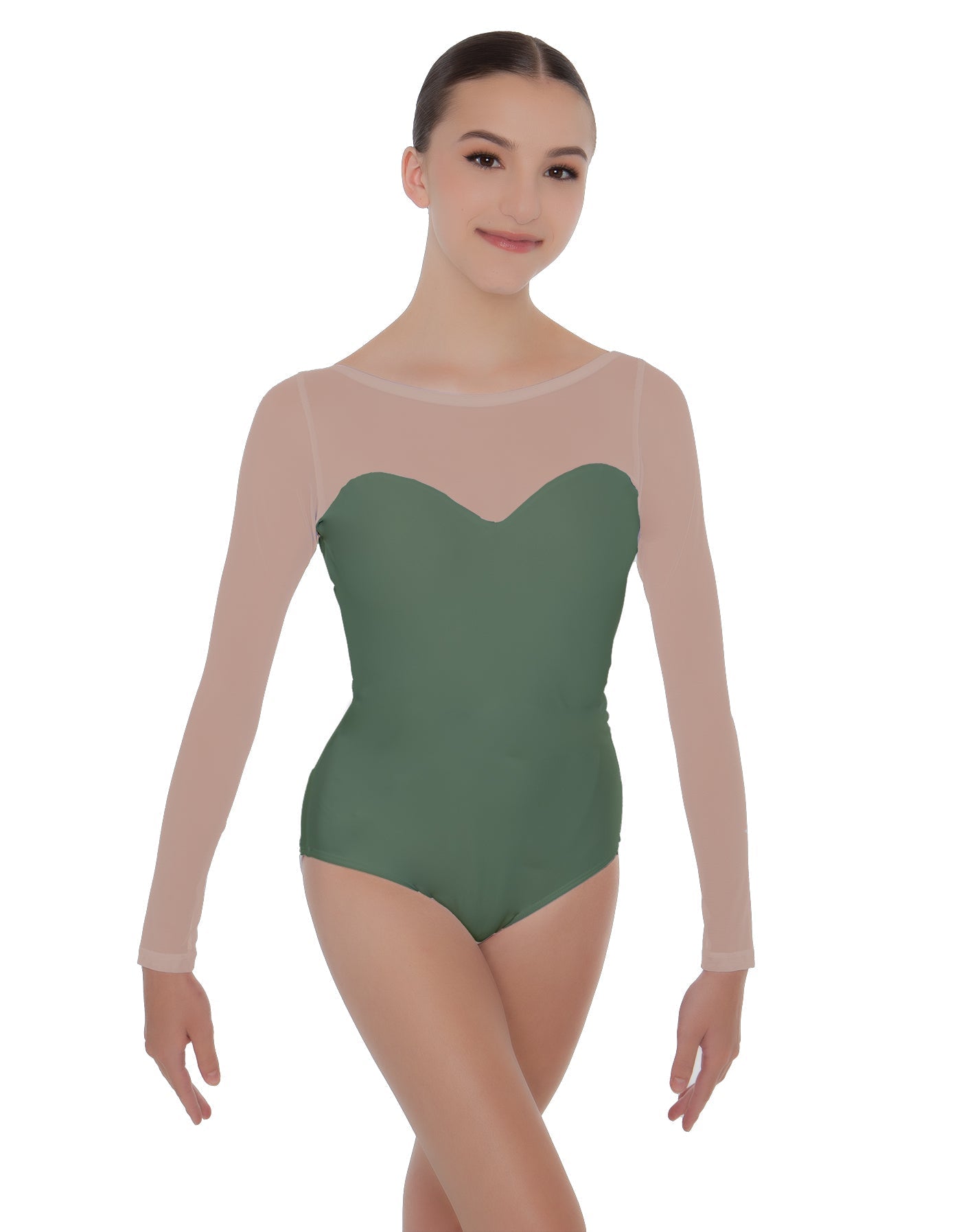 Solid Lycra LS Mesh Sweetheart Leotard