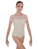 Solid Lycra Cap Sleeve Mesh Sweetheart Leotard