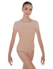 Solid Lycra Cap Sleeve Mesh Sweetheart Leotard