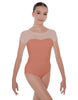 Solid Lycra Cap Sleeve Mesh Sweetheart Leotard