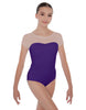 Solid Lycra Cap Sleeve Mesh Sweetheart Leotard