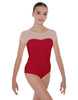 Solid Lycra Cap Sleeve Mesh Sweetheart Leotard