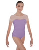 Solid Lycra Cap Sleeve Mesh Sweetheart Leotard