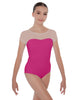 Solid Lycra Cap Sleeve Mesh Sweetheart Leotard