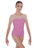 Solid Lycra Cap Sleeve Mesh Sweetheart Leotard