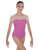 Solid Lycra Cap Sleeve Mesh Sweetheart Leotard