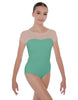 Solid Lycra Cap Sleeve Mesh Sweetheart Leotard