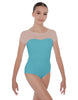 Solid Lycra Cap Sleeve Mesh Sweetheart Leotard