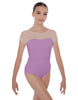 Solid Lycra Cap Sleeve Mesh Sweetheart Leotard