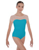 Solid Lycra Cap Sleeve Mesh Sweetheart Leotard