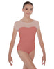 Solid Lycra Cap Sleeve Mesh Sweetheart Leotard