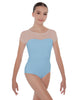 Solid Lycra Cap Sleeve Mesh Sweetheart Leotard