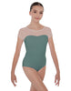 Solid Lycra Cap Sleeve Mesh Sweetheart Leotard