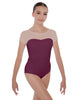 Solid Lycra Cap Sleeve Mesh Sweetheart Leotard
