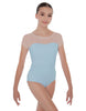 Solid Lycra Cap Sleeve Mesh Sweetheart Leotard