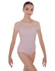 Solid Lycra Cap Sleeve Mesh Sweetheart Leotard