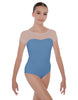 Solid Lycra Cap Sleeve Mesh Sweetheart Leotard