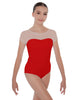 Solid Lycra Cap Sleeve Mesh Sweetheart Leotard