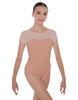 Solid Lycra Cap Sleeve Mesh Sweetheart Leotard