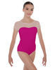 Solid Lycra Cap Sleeve Mesh Sweetheart Leotard