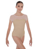 Solid Lycra Cap Sleeve Mesh Sweetheart Leotard