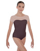 Solid Lycra Cap Sleeve Mesh Sweetheart Leotard