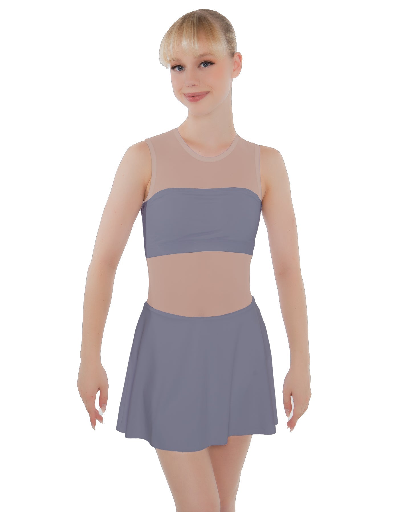 Solid Lycra Sleeveless Open Back Mesh Dress Lycra Bandeau