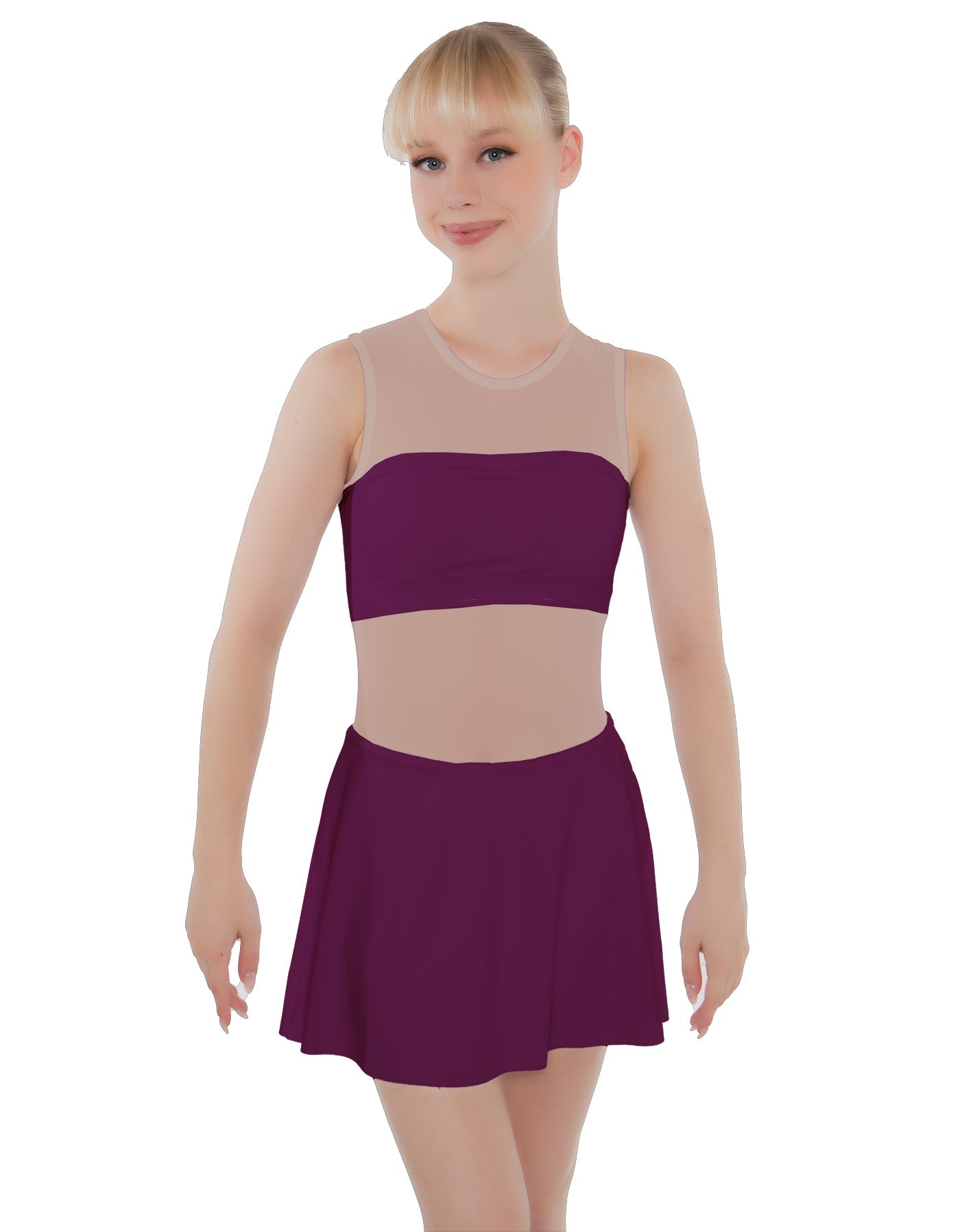 Solid Lycra Sleeveless Open Back Mesh Dress Lycra Bandeau