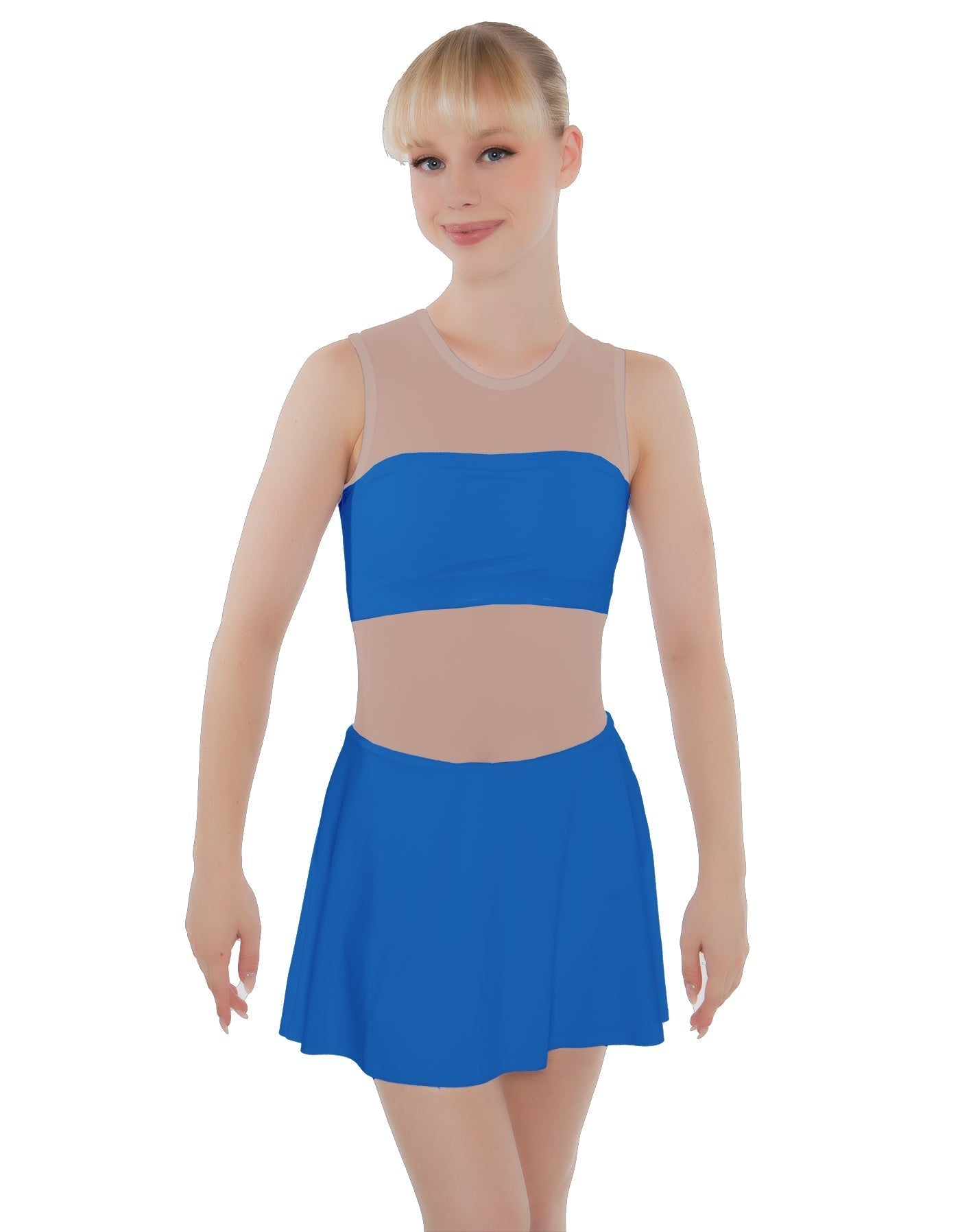 Solid Lycra Sleeveless Open Back Mesh Dress Lycra Bandeau