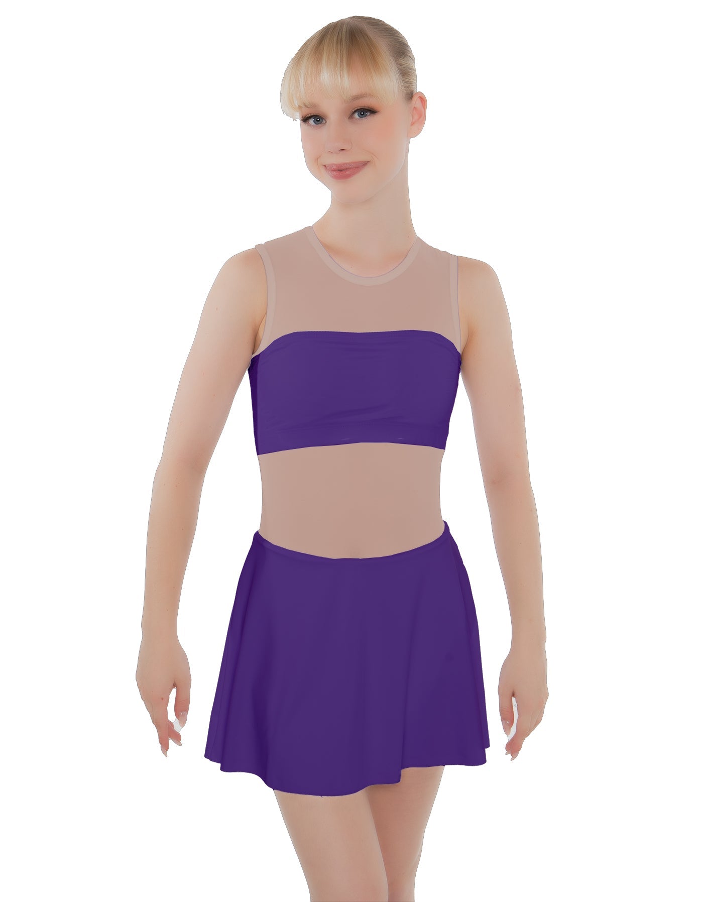 Solid Lycra Sleeveless Open Back Mesh Dress Lycra Bandeau