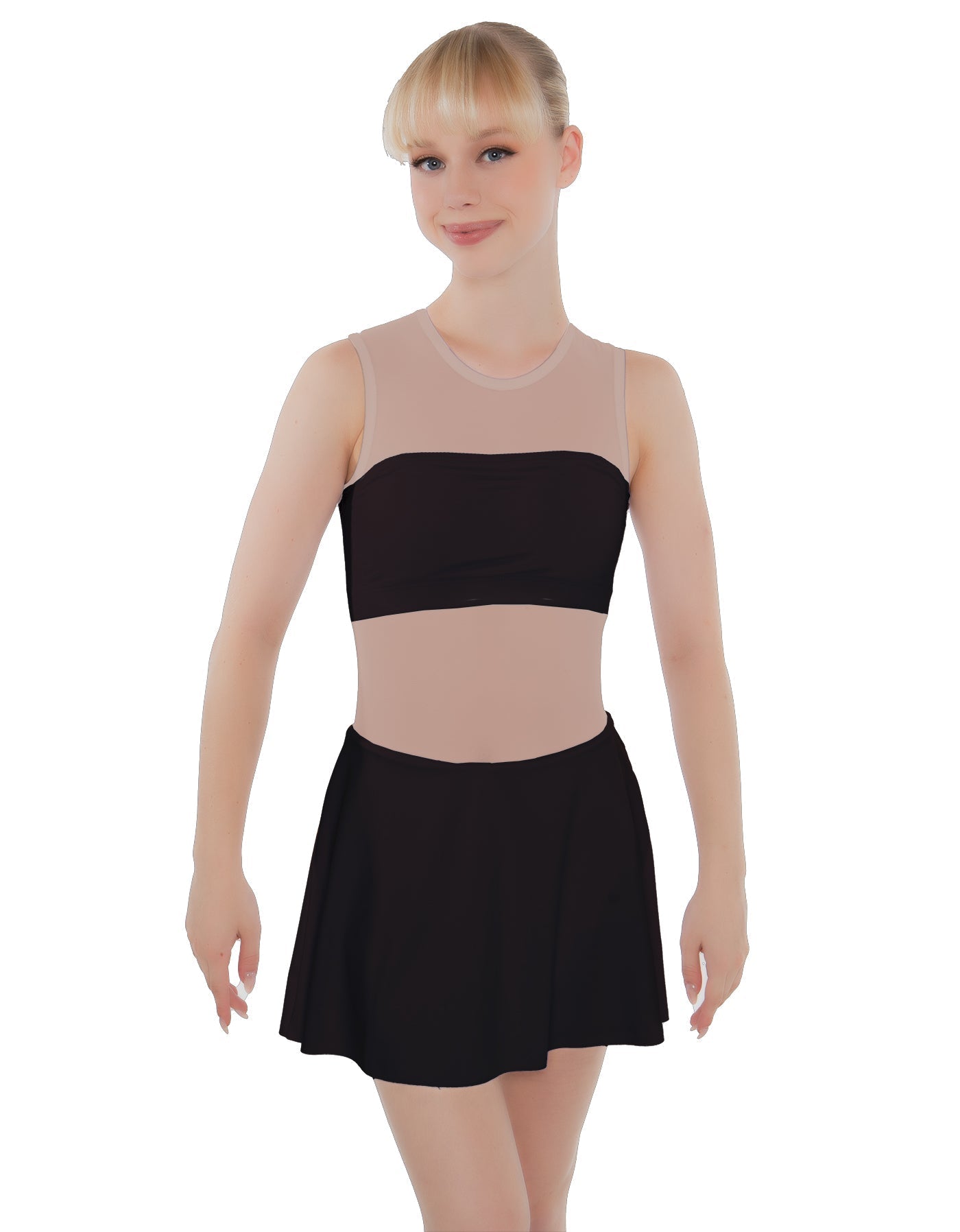 Solid Lycra Sleeveless Open Back Mesh Dress Lycra Bandeau