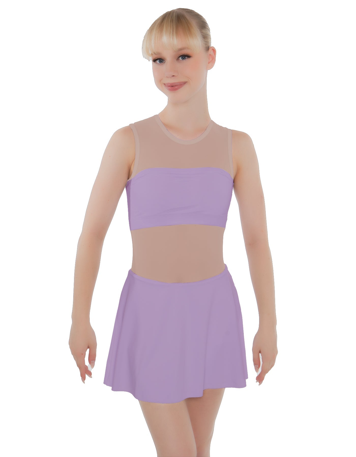 Solid Lycra Sleeveless Open Back Mesh Dress Lycra Bandeau